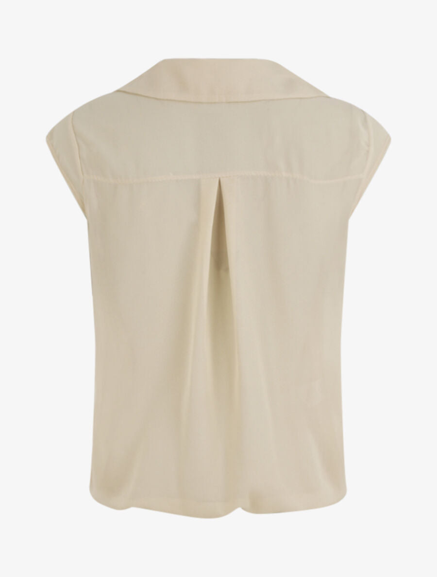 Top uni à bas élastiqué - Beige - 2