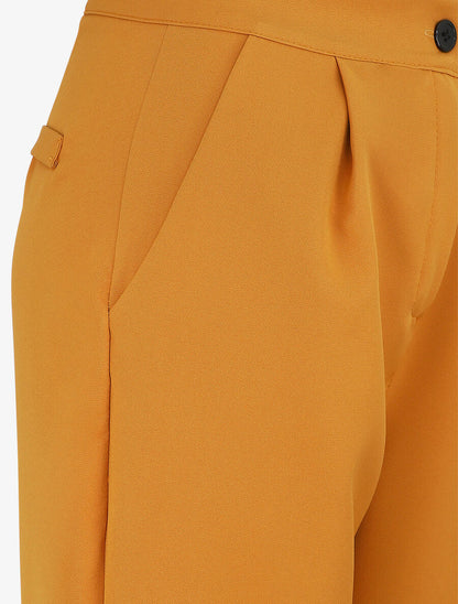 Pantalon ample coupe droite - Jaune moutarde - 3