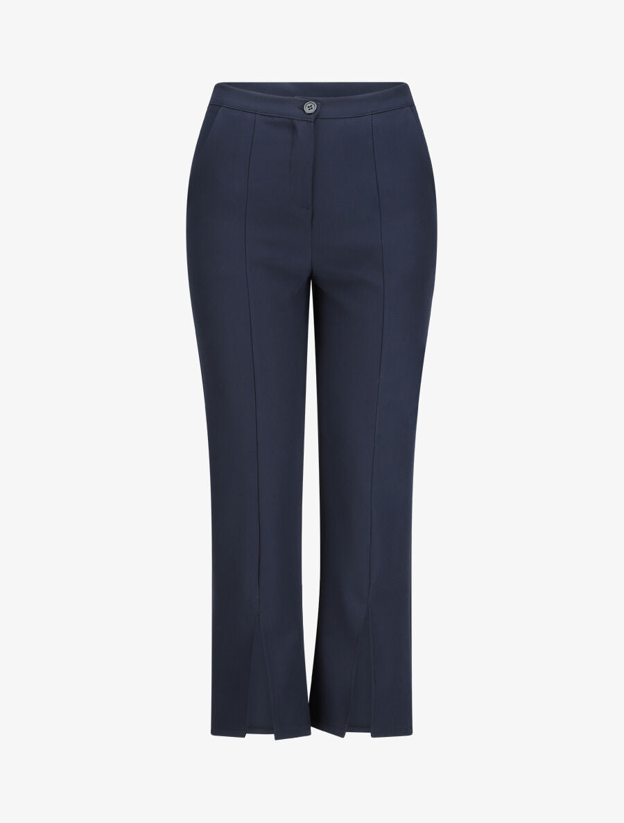 Pantalon fendu coupe droite - Marine - 1