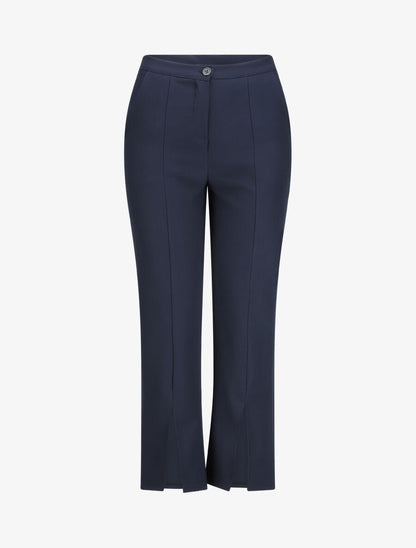Pantalon fendu coupe droite - Marine - 1