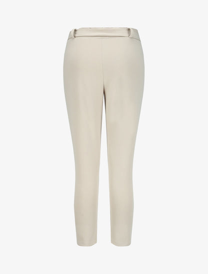 Pantalon droit à taille élastiquée - Beige - 2