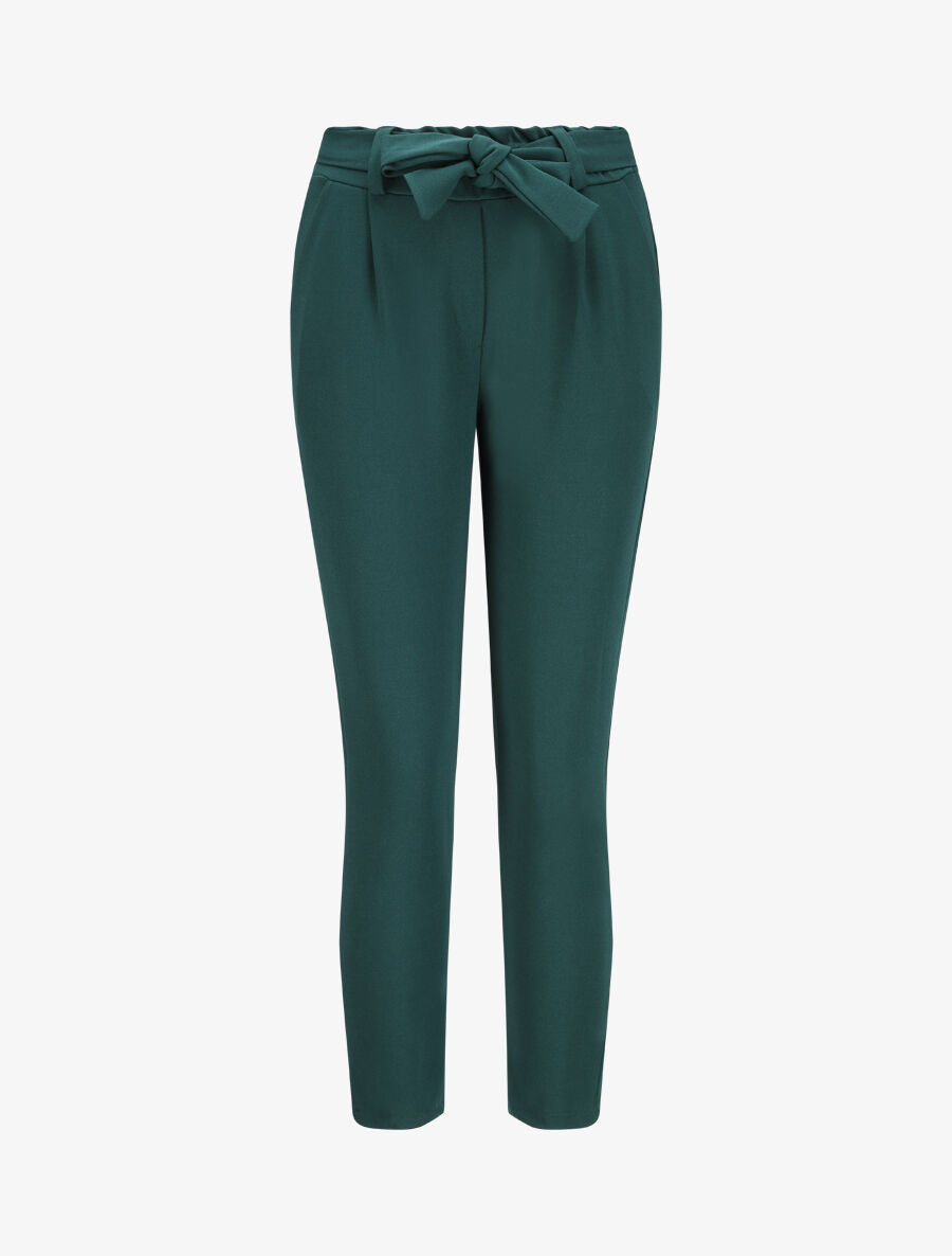 Pantalon droit à taille élastiquée - Vert sapin - 4