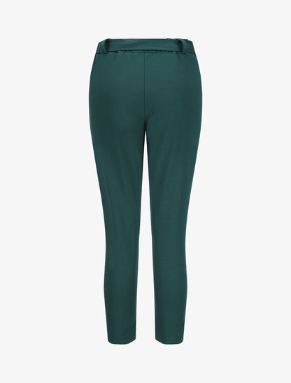 Pantalon droit à taille élastiquée - Vert sapin - 2
