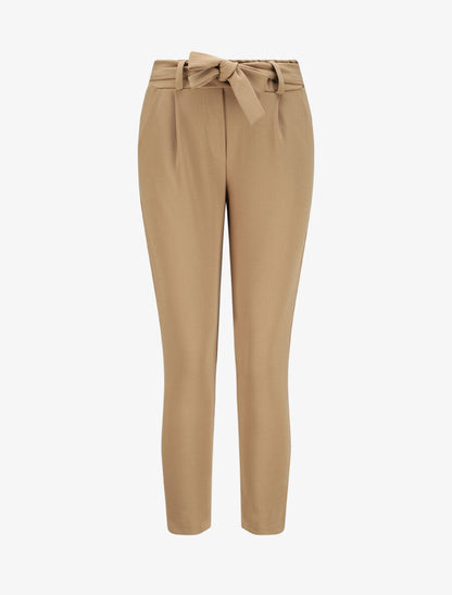 Pantalon droit à taille élastiquée - Camel - 4