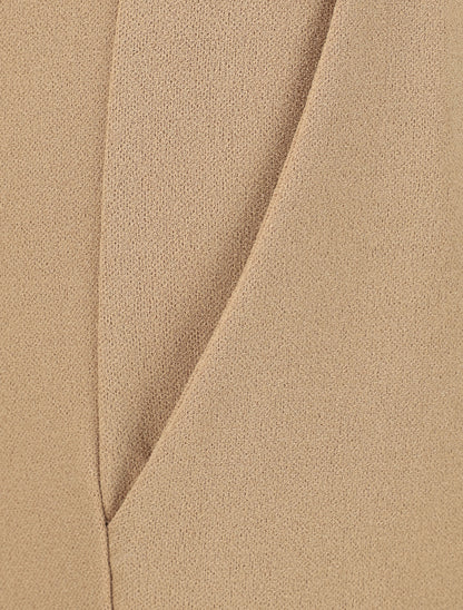 Pantalon droit à taille élastiquée - Camel - 3
