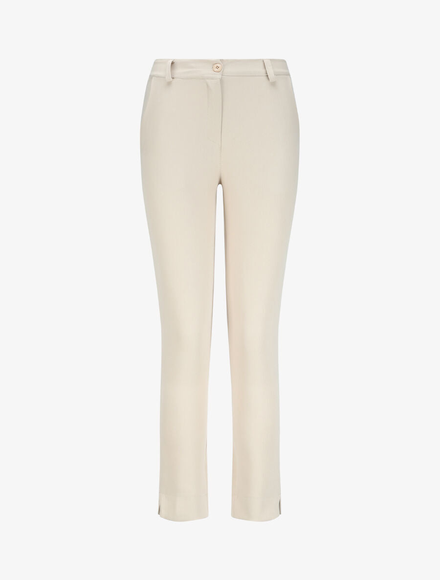 Pantalon droit à bords fendus - Beige - 4