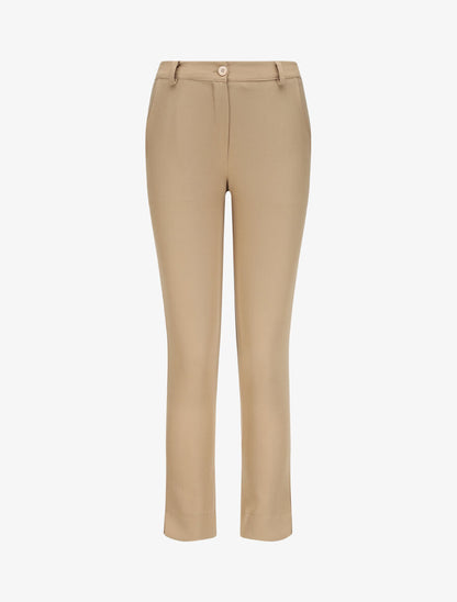 Pantalon droit à bords fendus - Camel - 1