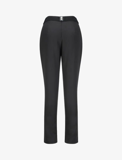 Pantalon uni à ceinture stylisée - Noir - 2