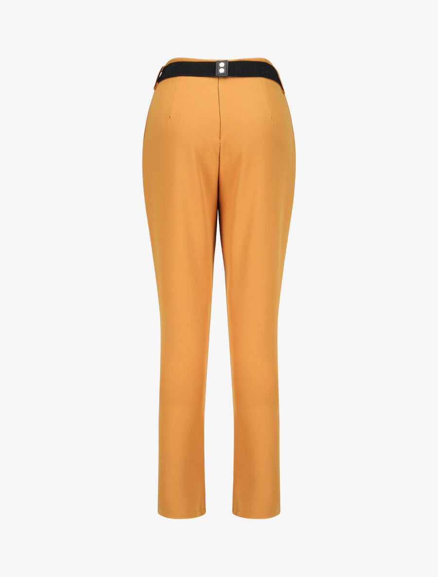 Pantalon uni à ceinture stylisée - Jaune moutarde - 2