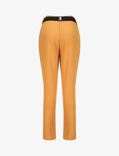 Pantalon uni à ceinture stylisée - Jaune moutarde - 2