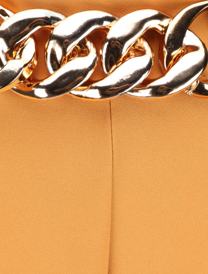 Pantalon uni à ceinture stylisée - Jaune moutarde - 3