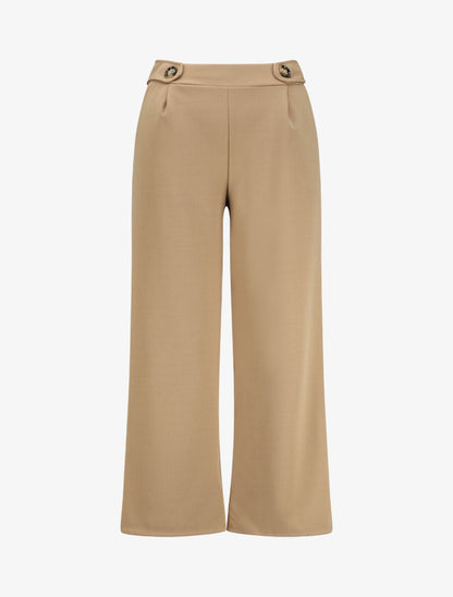 Pantalon ample à taille élastiquée - Camel - 1