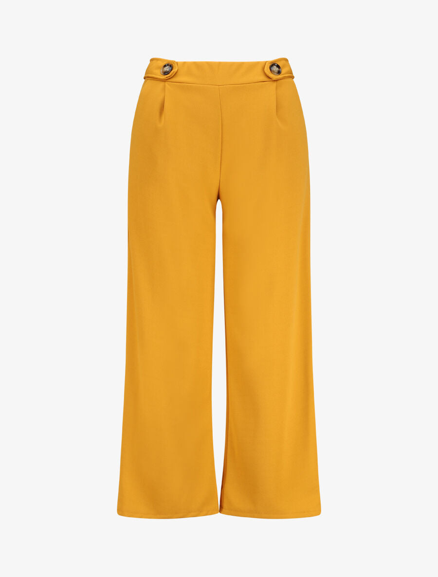 Pantalon ample à taille élastiquée - Jaune moutarde - 4