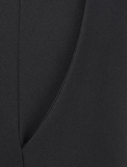 Pantalon à taille élastiquée et liens à nouer - Noir - 3
