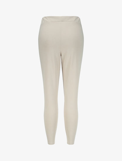 Pantalon à taille élastiquée et liens à nouer - Beige - 2