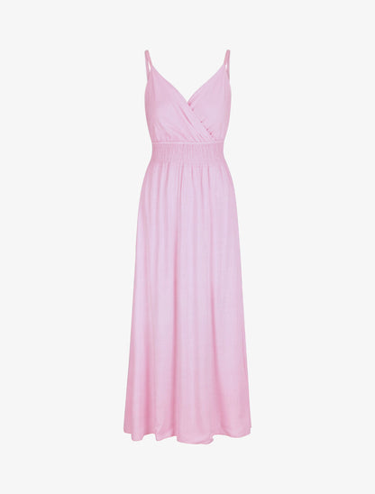 Robe longue empire unie à bretelles - Rose pâle - 1