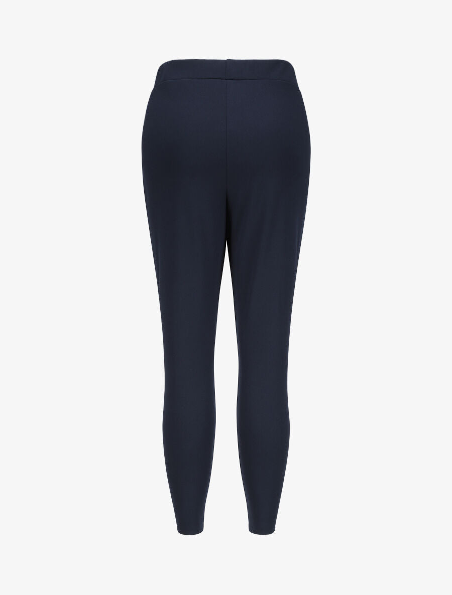 Pantalon à taille élastiquée et liens à nouer - Marine - 2