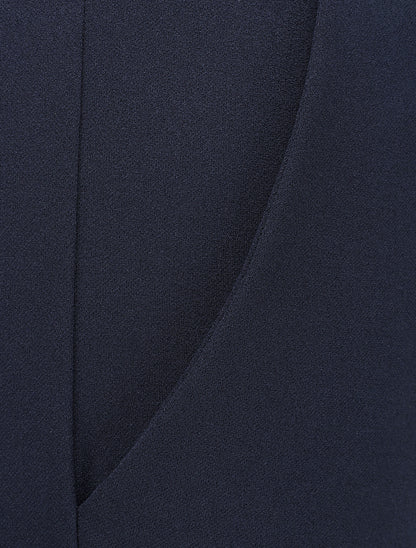 Pantalon à taille élastiquée et liens à nouer - Marine - 3