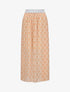 Jupe longue en voile imprimé psychédélique à ceinture contrastante - Beige - 1