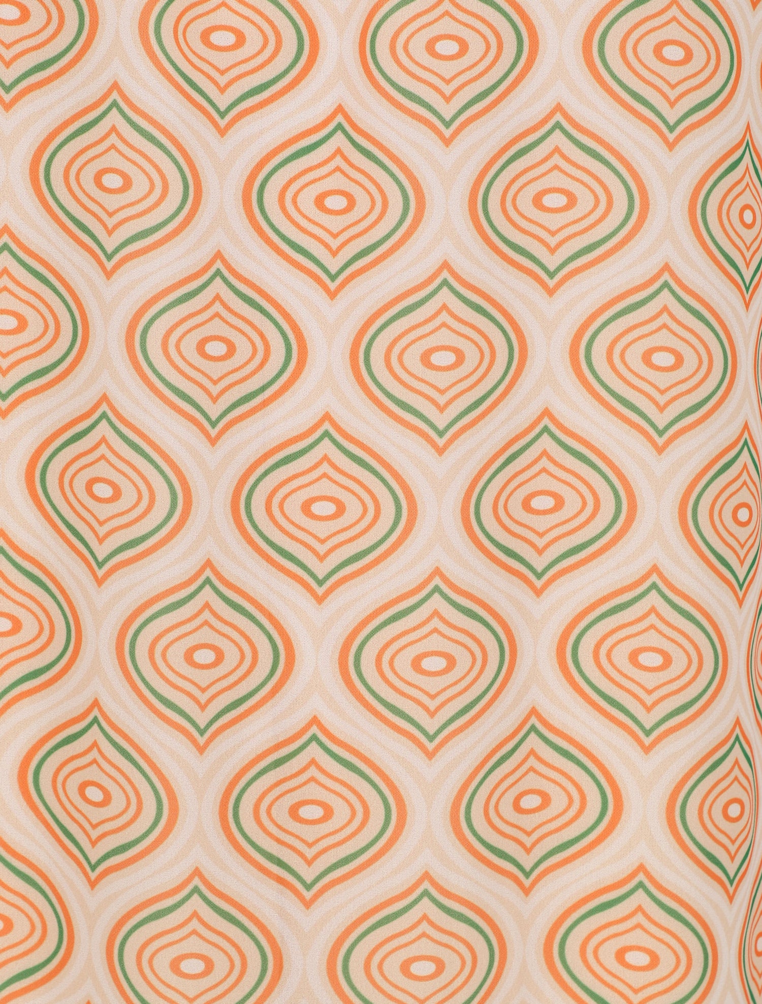 Jupe longue en voile imprimé psychédélique à ceinture contrastante - Beige - 3