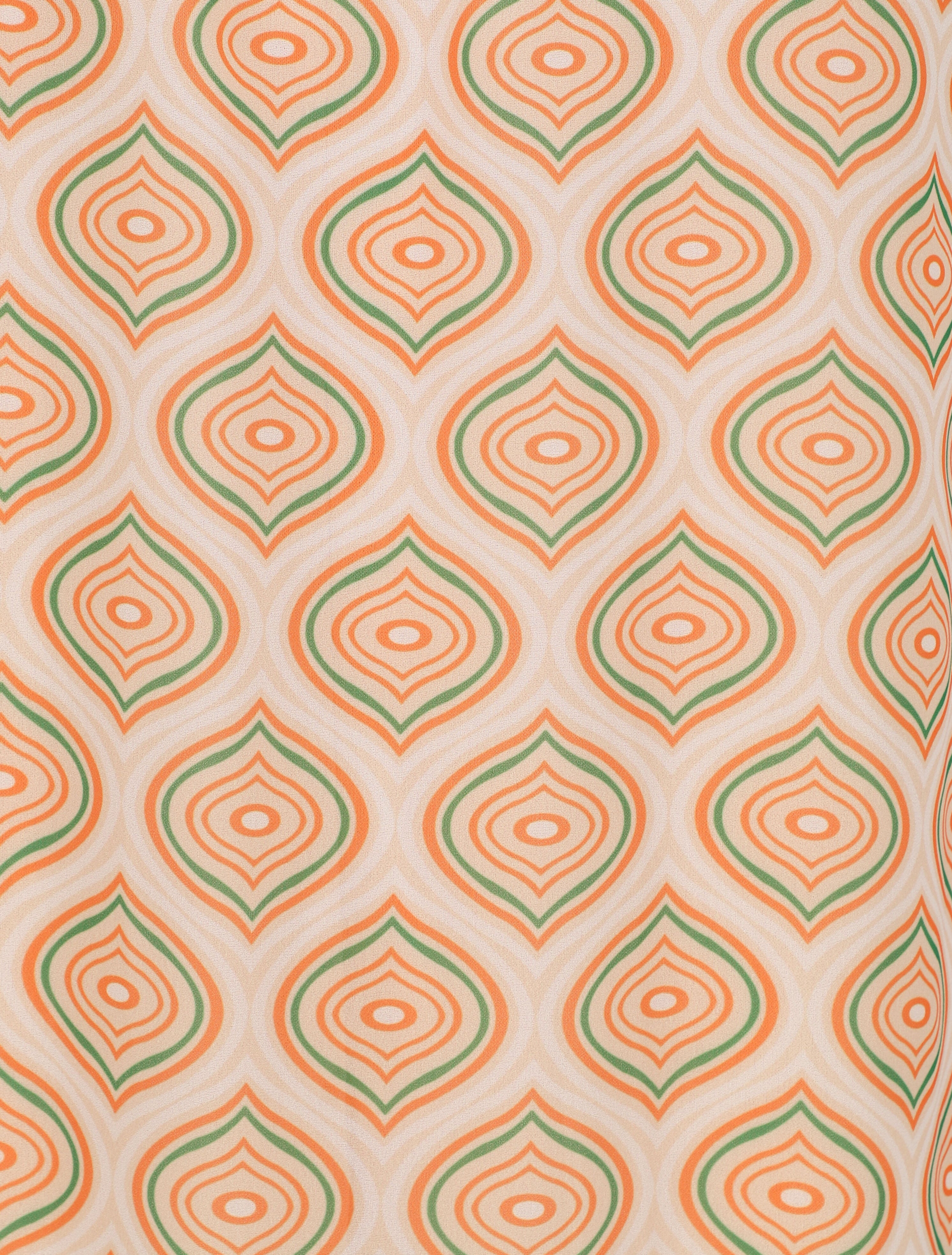 Jupe longue en voile imprimé psychédélique à ceinture contrastante - Beige - 3
