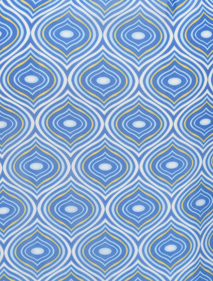 Jupe longue en voile imprimé psychédélique à ceinture contrastante - Bleu - 3
