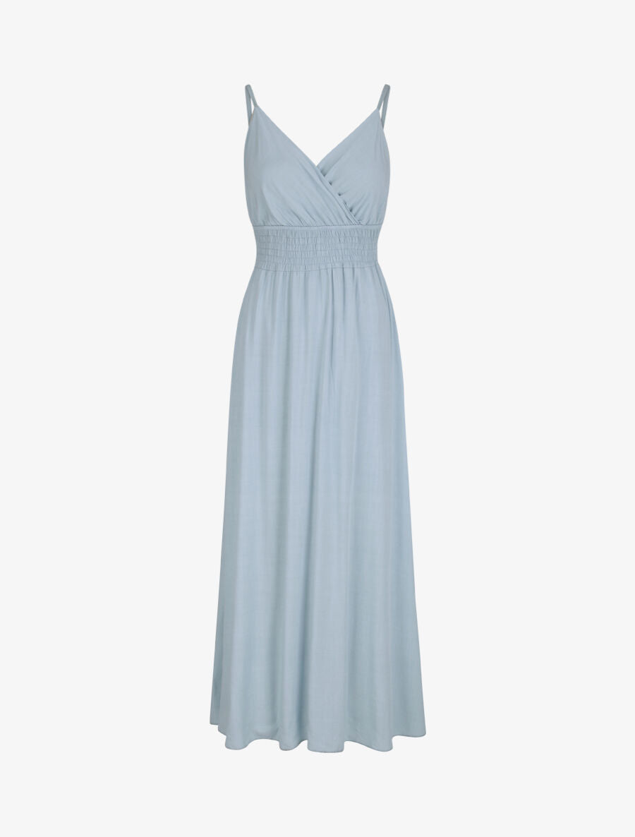 Robe longue empire unie à bretelles - Bleu ciel - 5