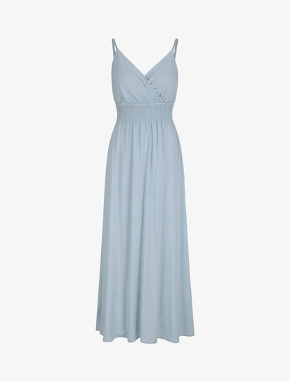 Robe longue empire unie à bretelles - Bleu ciel - 5