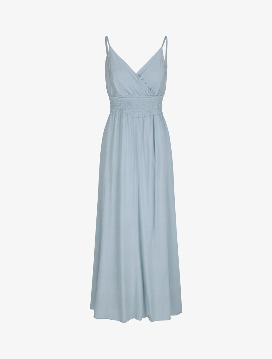 Robe longue empire unie à bretelles - Bleu ciel - 2