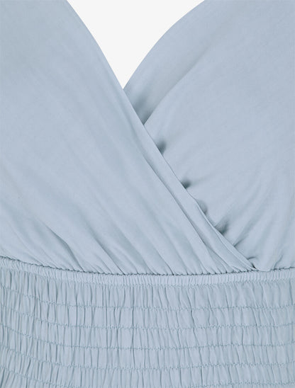 Robe longue empire unie à bretelles - Bleu ciel - 3