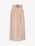 Jupe longue en voile imprimé géométrique stylisé - Beige - 5