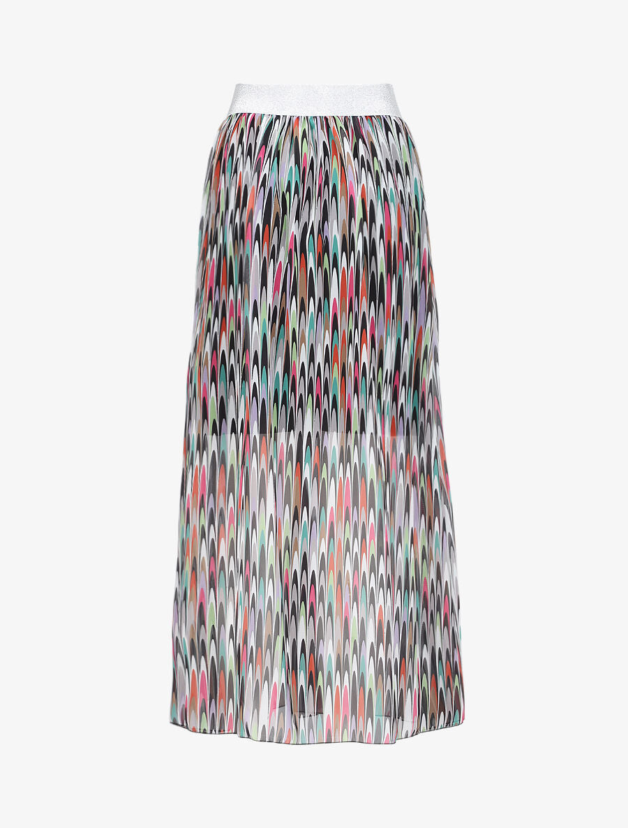 Jupe longue à imprimé rétro et ceinture irisée - Noir - 2