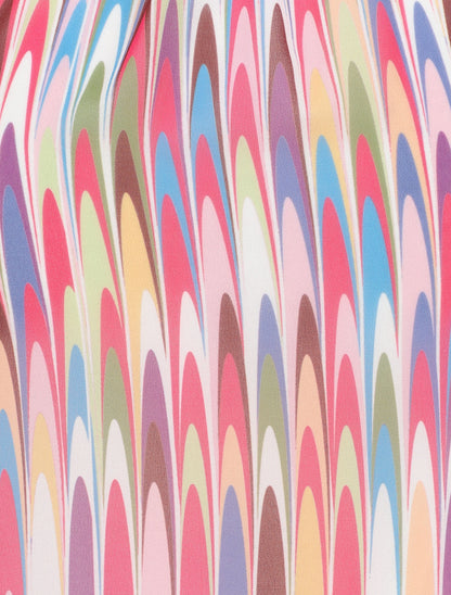 Jupe longue à imprimé rétro et ceinture irisée - Fushia - 3