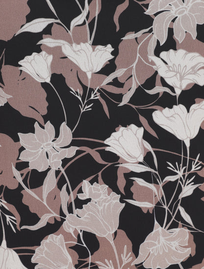 Jupe longue à imprimé fleuri et ceinture irisée - Noir - 3