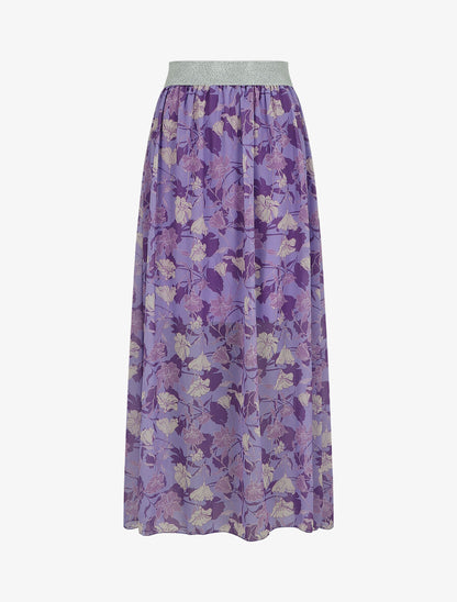 Jupe taille haute irisée imprimé floral - Lilas - 4