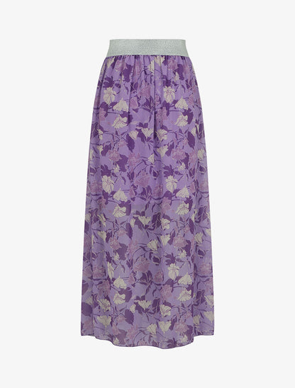 Jupe taille haute irisée imprimé floral - Lilas - 2