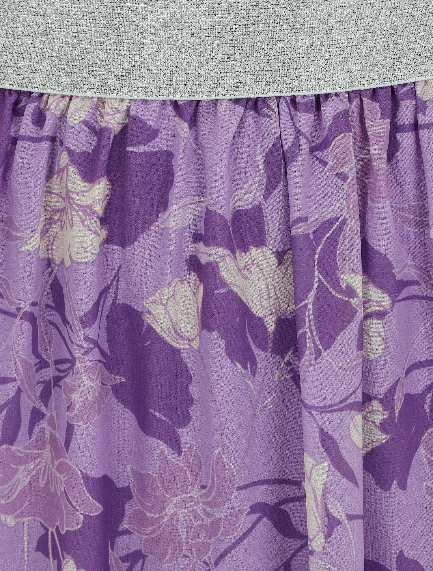 Jupe taille haute irisée imprimé floral - Lilas - 3