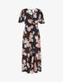 Robe longue imprimé bouquet de lys à manches papillon - Noir - 4