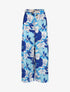 Pantalon ample satiné imprimé hibiscus - Bleu - 1