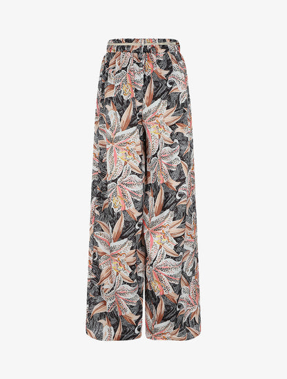 Pantalon fluide imprimé fleurs de lys - Noir - 2