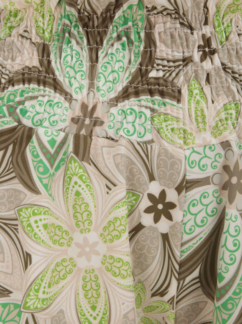 Short fluide évasé à imprimé fleurs stylisées - Kaki - 3