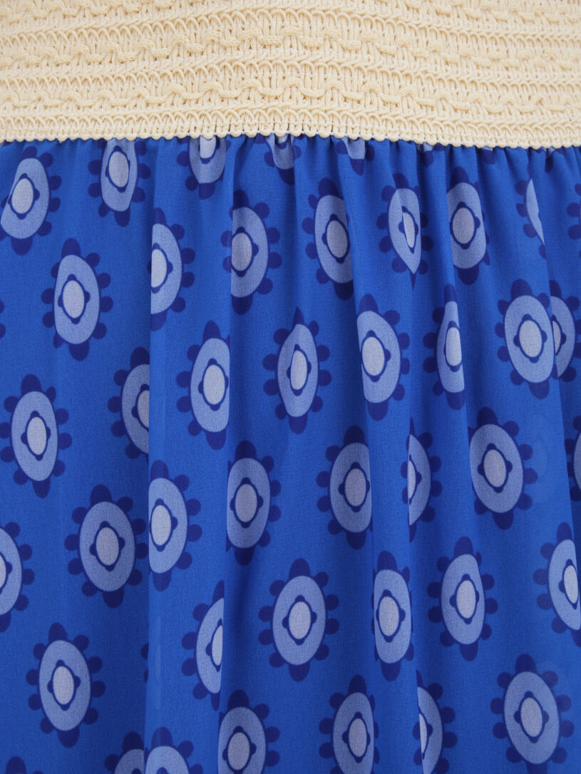 Jupe longue en voile imprimé céramique - Bleu électrique - 3