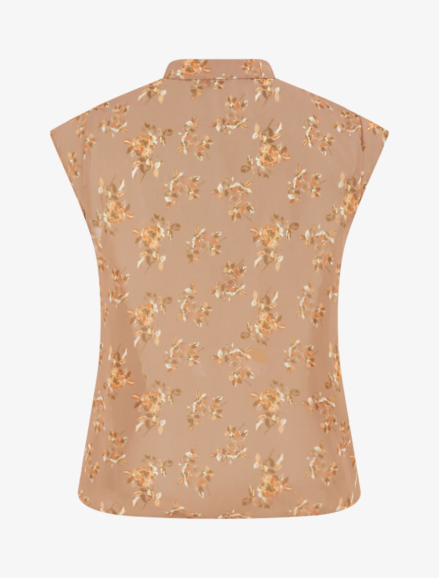 Top sans manches imprimé rosier - Camel - 2