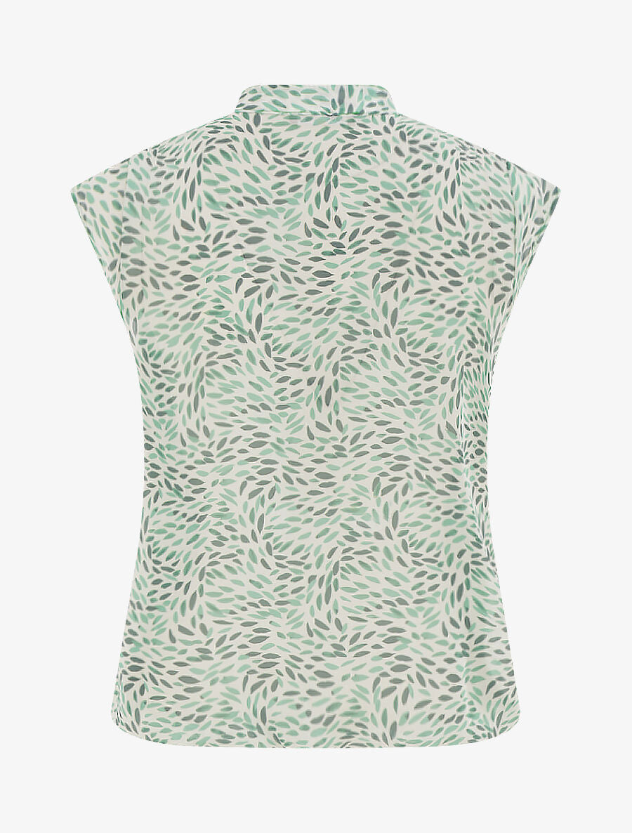 Top sans manches imprimé feuilles stylisées - Vert - 2