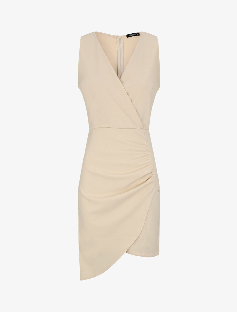 Robe drapée sans manches - Beige - 1