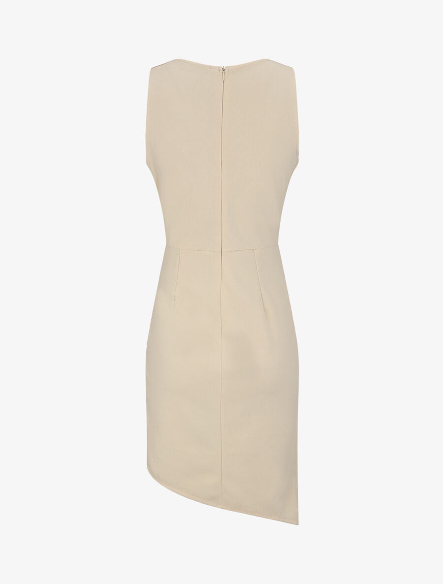 Robe drapée sans manches - Beige - 2