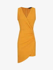 Robe drapée sans manches - Moutarde - 1