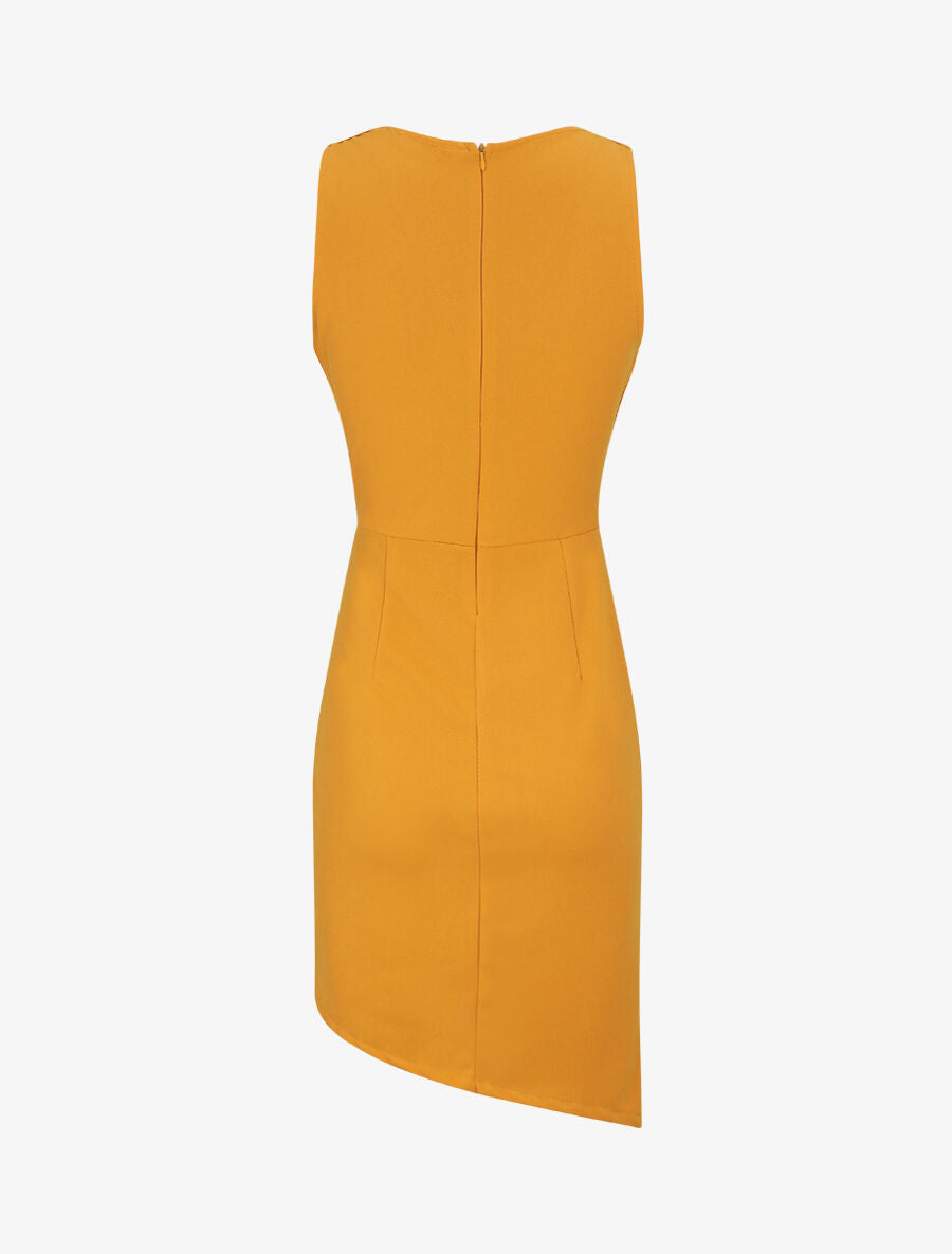 Robe drapée sans manches - Moutarde - 2