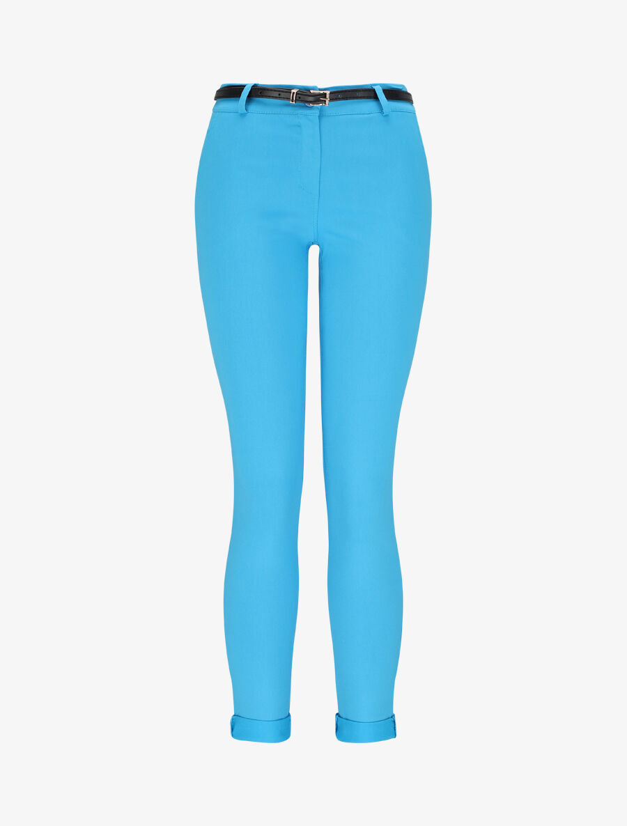 Pantalon droit uni - Bleu turquoise - 3