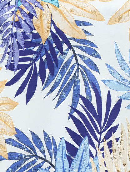 Débardeur satiné à imprimé feuilles - Marine - 3